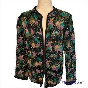 YVES SAINT LAURENT SWEATER CARDIGAN VINTAGE 70s BLACK PURPLE SIZE 42 US 10 M